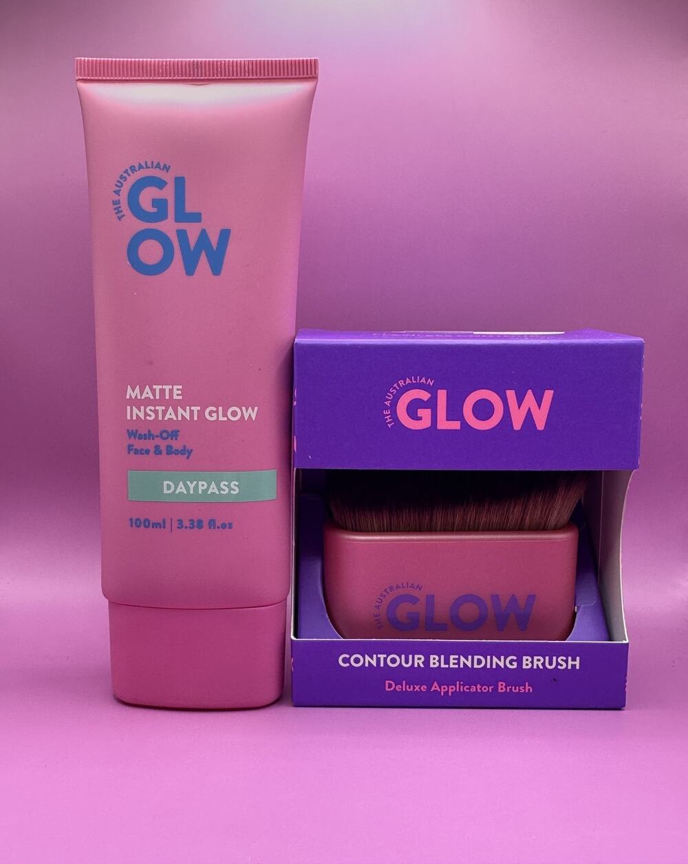 The Australian Glow Daypass Matte Instant Glow Contour Blending Brush Bundle NIB